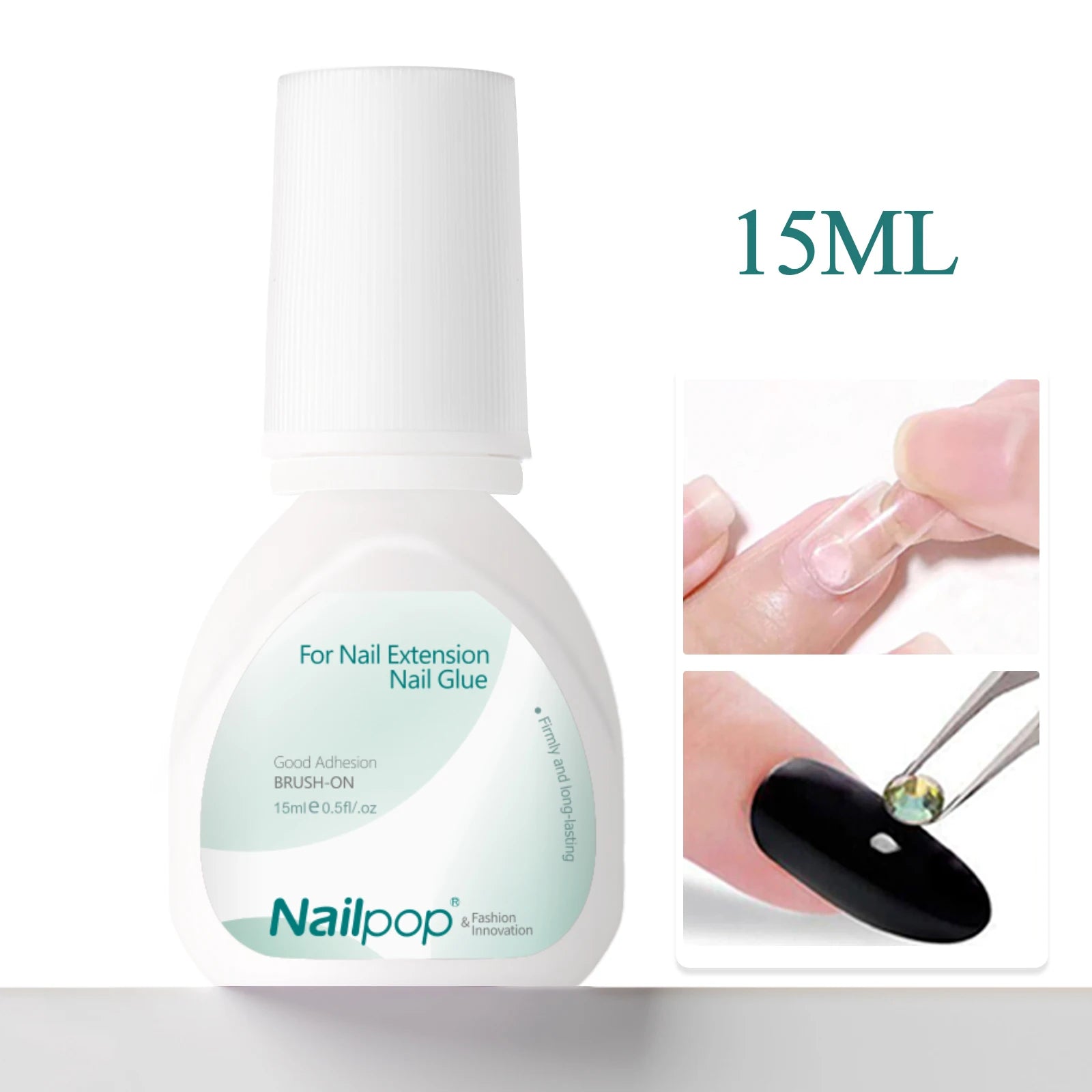 Nailpop 3S Fast Drying Nail Glue for Nail Tips Super Strong Nail Art Accesories Manicure Tool Rhinestone Gel Glue Withs Brush  beautylum.com Nail Glue 15ML  