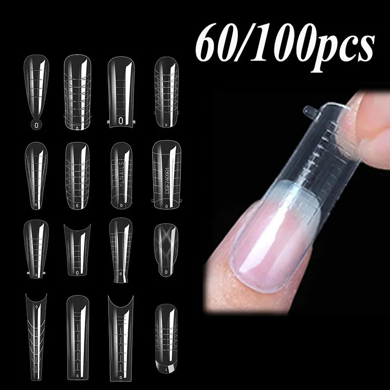 60/100pcs Nail Dual Forms Full Cover False Nails Quick Building Mold Tips Fake Nail Shaping Extend Top Molds Accessories  beautylum.com   