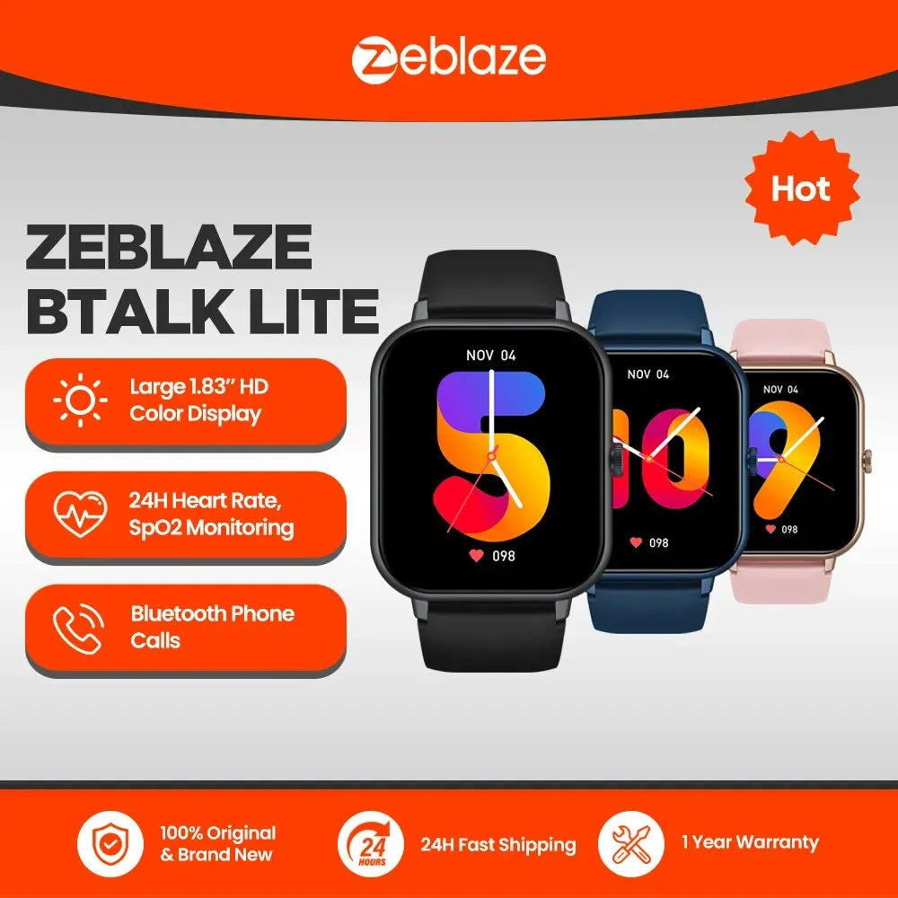 Zeblaze Btalk Lite Smartwatch with Voice Calling and Health Monitoring for Men