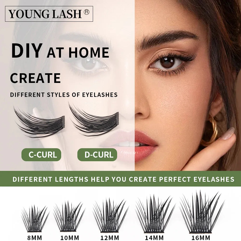YOUNG LASH DIY Eyelashes Cluster Lashes  Extensions C D Curl  Premade Volume Fans Russian Fake Eyelashes  Free Shipping Makeup  beautylum.com   