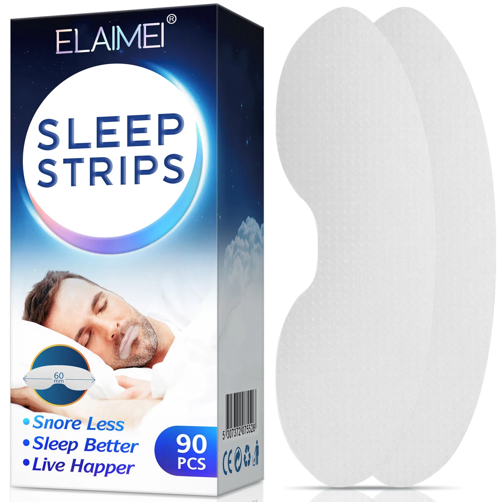 ELAIMEI Anti Snoring Sleep Strips Disposable Gentle Mouth Tape for Better Nose Breathing Reduce Mouth Dryness Sore Throat  beautylum.com   