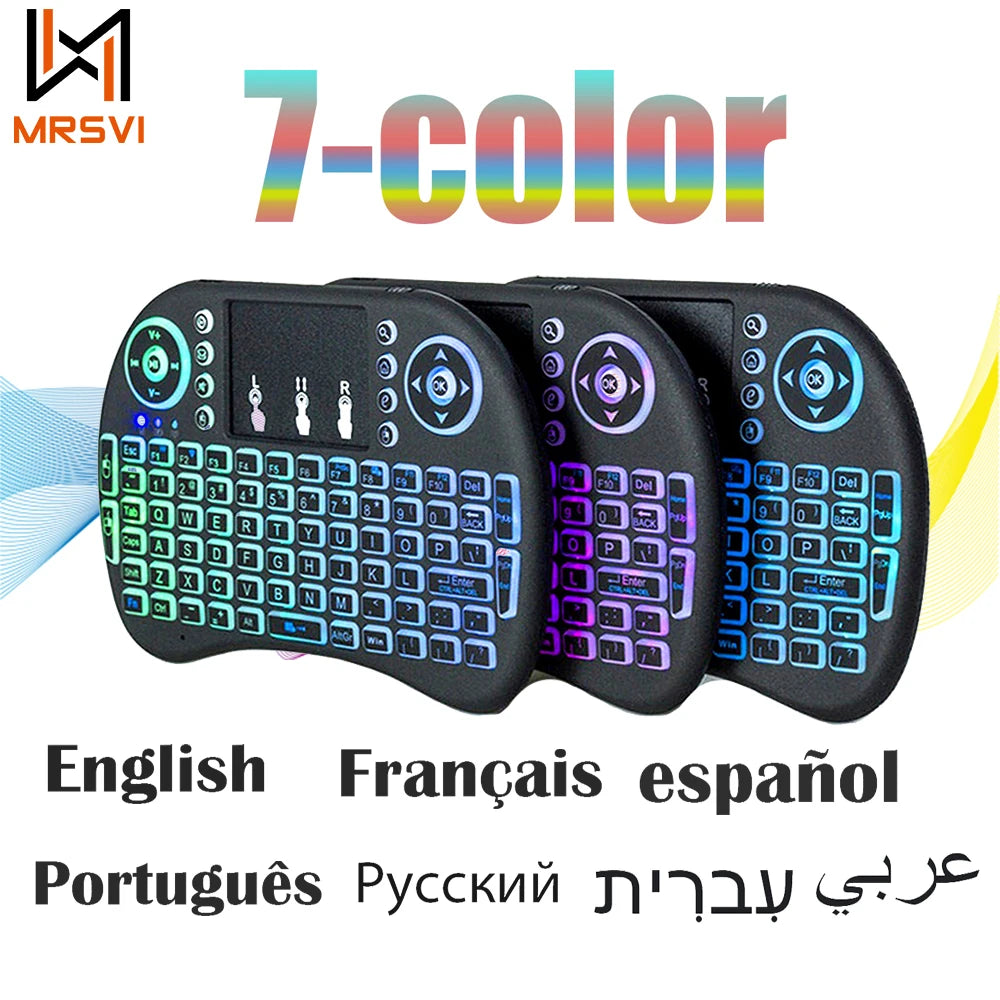 2.4G Air Mouse with Touchpad Keyboard i8 Arabic French Spanish Russian Backlit Mini Wireless Keyboard for PC Android TV Box  My Store   