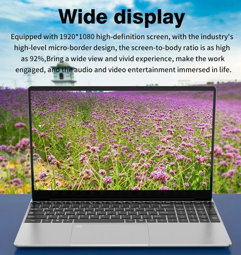 15.6 Inch Laptop 32GB Ram 2TB SSD Windows 11 Notebook Pc Gamer N95 Office Computer with Backlit Fingerprint Wifi Camera