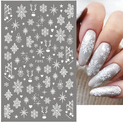 Winter Wonderland Snowflake Nail Art Decals: Festive Winter Charm Designs