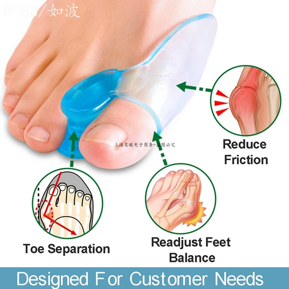 Silicone Gel 2pcs Thumb Corrector Bunion Little Toe Protector Separator Hallux Valgus Finger Straightener Foot Care Relief Pads  beautylum.com   
