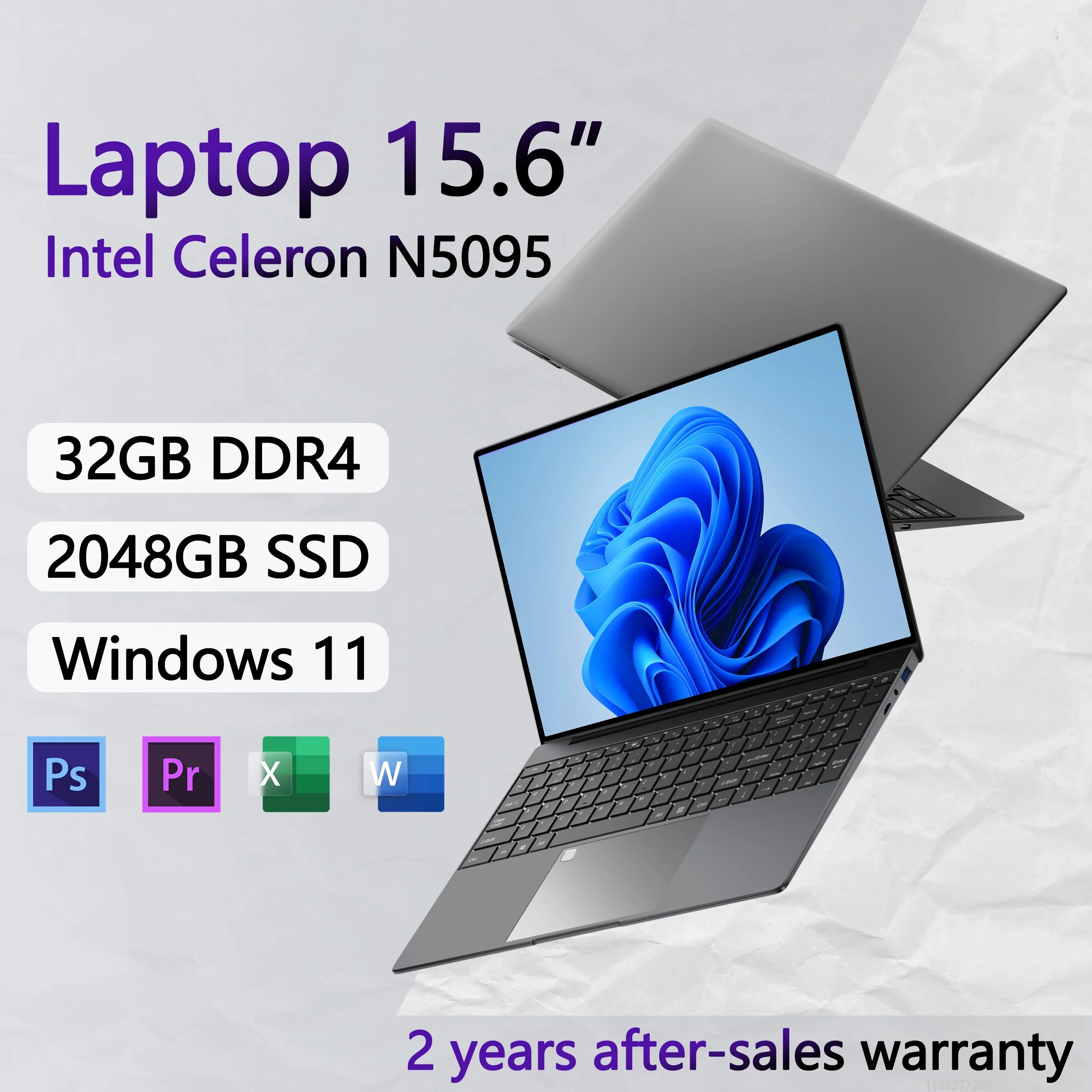 15.6" Inch Laptop, Windows 11 Pro,1920x1080,32GB RAM+2048 GBSSD ROM,Fingerprint Unlock,Backlit Keyboard,Portable Office Notebook