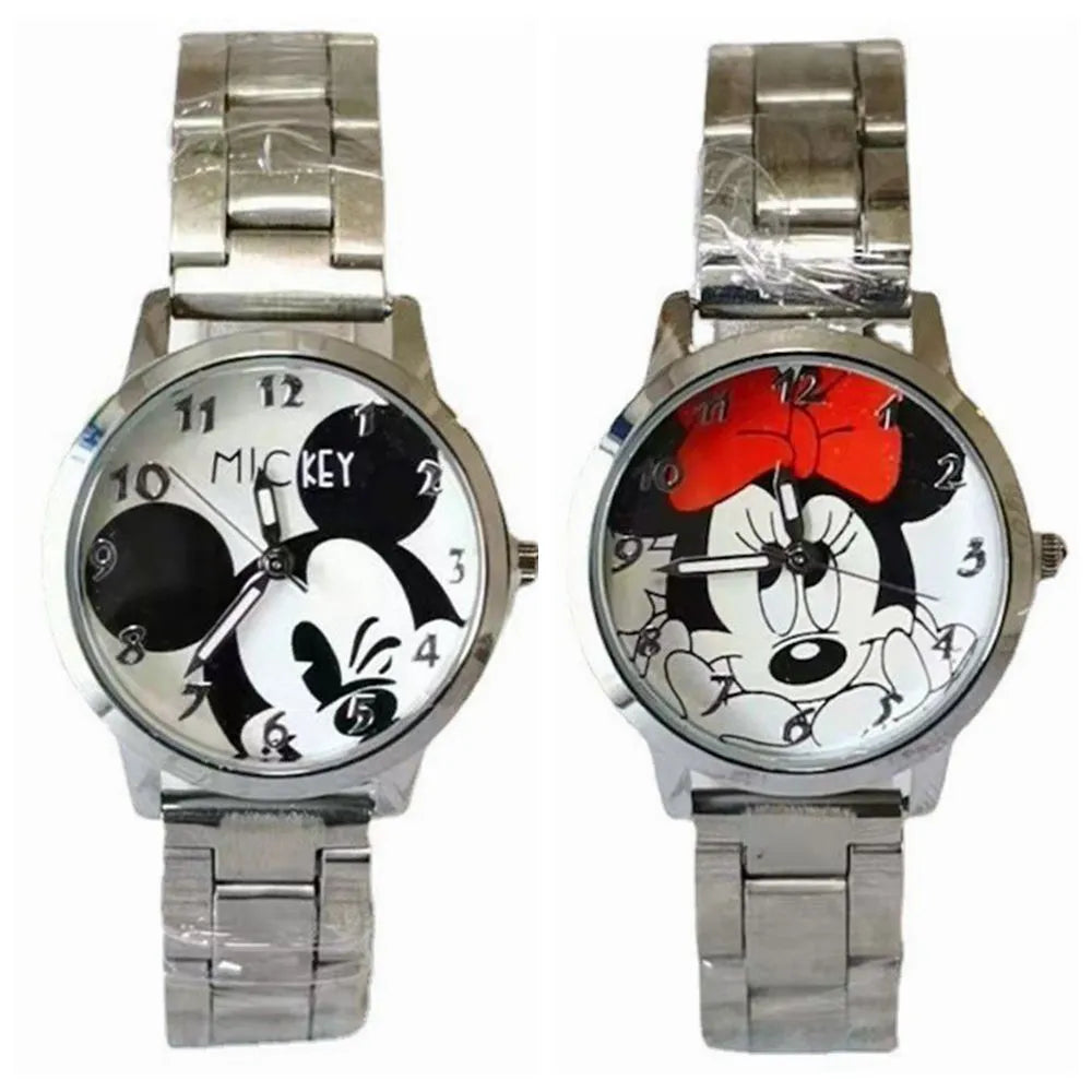 Disney Mickey Mouse Minnie Gold Silver Steel Watch for Kids and Adults