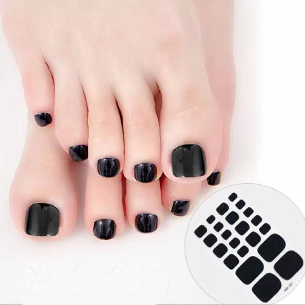 Toe Nail Sticker Wraps Adhesive Decals Toenail Polish Strips DIY Foot Decals Manicure Women Solid Color Full Cover Foot Stickers  beautylum.com   