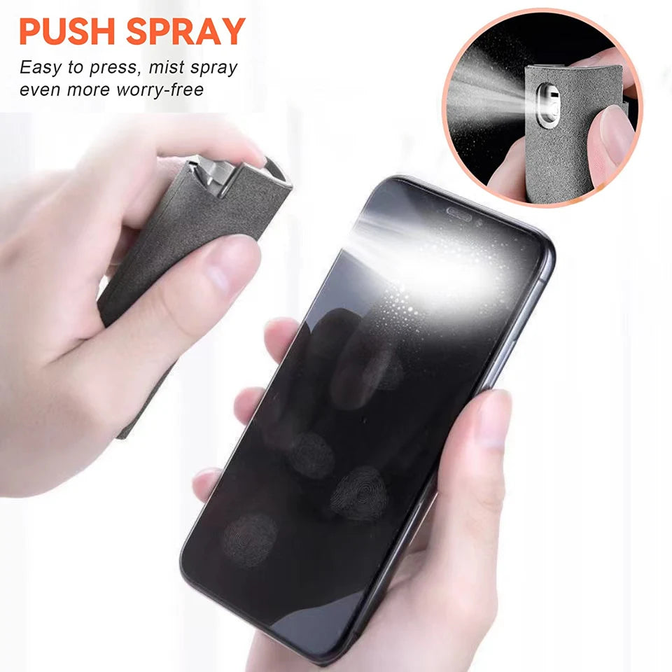 2 in 1 Screen Cleaner Spray for Mobile Phone PC Tablet Ipad Screen Dust Remover Microfiber Wiper Cloth Polish Cleaning Tools  My Store   