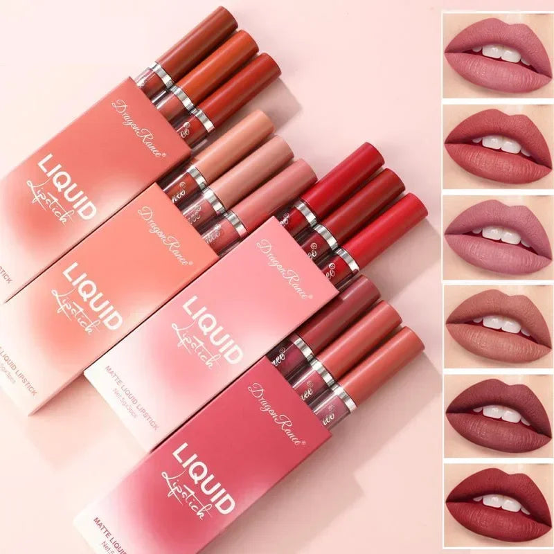 3pcs Velvet Matte Lip Gloss Set Waterproof Long-wear Liquid Lipstick Lip Colour Lips Daily Makeup Women Cosmetics  beautylum.com   
