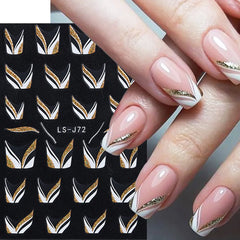 Golden Glam French Nail Art Stickers: Chic Geometric Designs & Easy Application
