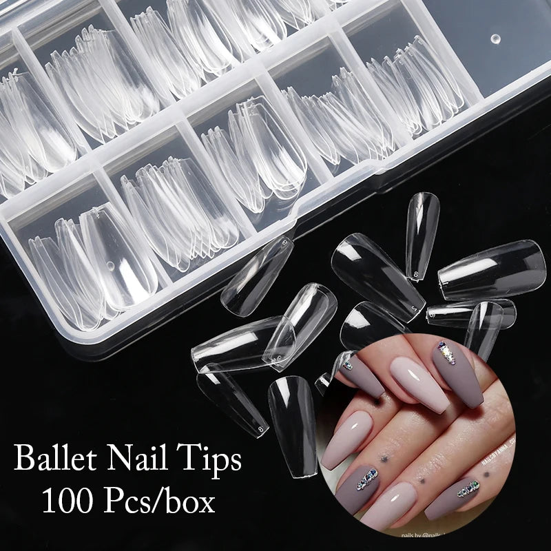 Ethereal Sheer Coffin Ballet Nail Kit: Create Stunning Nails in Minutes