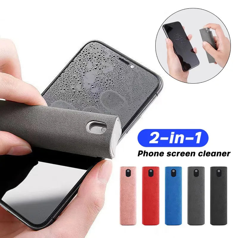 2 in 1 Screen Cleaner Spray for Mobile Phone PC Tablet Ipad Screen Dust Remover Microfiber Wiper Cloth Polish Cleaning Tools  My Store   