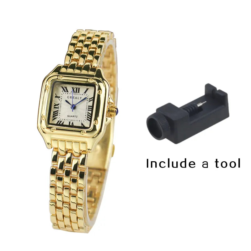 Elegant Square Stainless Steel Women's Watch - Timeless Silver Femme