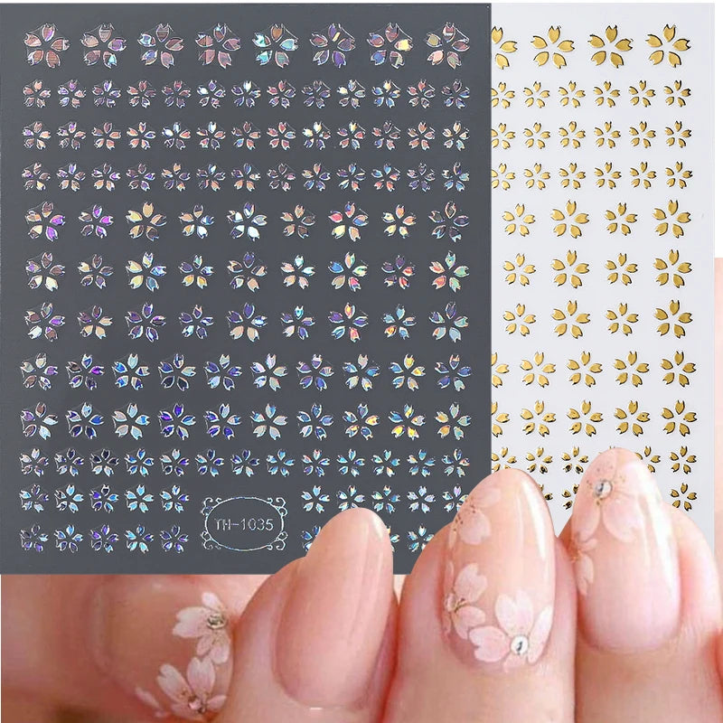 3D Sakura Blossom Nail Art Stickers: Elegant Floral Designs for DIY Nail Art