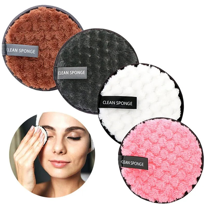 4pc Makeup Remover Microfiber Cotton Pad Cosmetics Washable Makeup Towel Cleaning Sponge Skin Care Tool  beautylum.com   