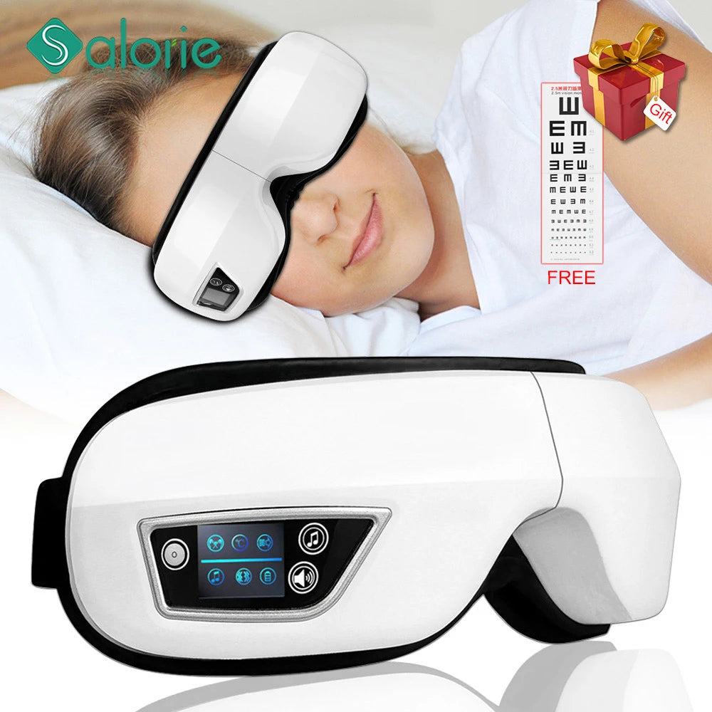 Eye Massager 6D Smart Airbag Vibration Eye Care Instrument Hot Compress Bluetooth Eye Massage Glasses Fatigue Pouch & Wrinkle  beautylum.com   