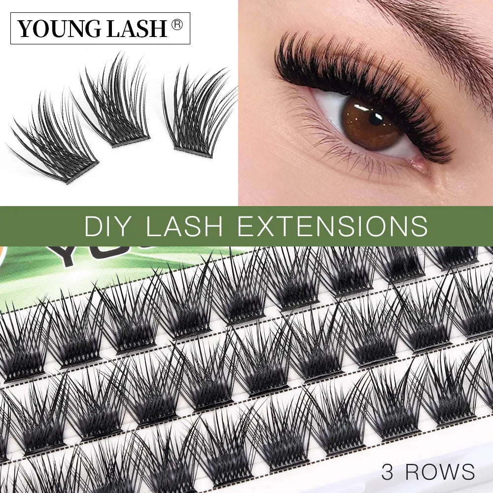 YOUNG LASH DIY Eyelashes Cluster Lashes  Extensions C D Curl  Premade Volume Fans Russian Fake Eyelashes  Free Shipping Makeup  beautylum.com   