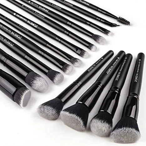 ZOREYA Black Makeup Brushes Set: Professional Collection for Flawless Makeup