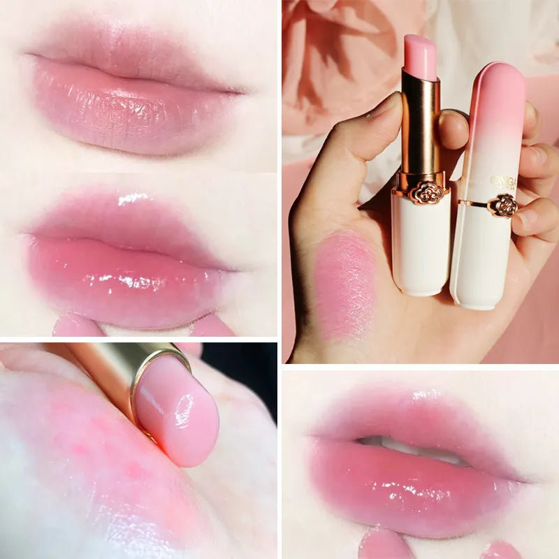 Peach Color Lip Balm Crystal Temperature Change Lipstick Girl Moisturizing LongLasting Lip Gloss Makeup Lip Care Repair Cosmetic  beautylum.com   