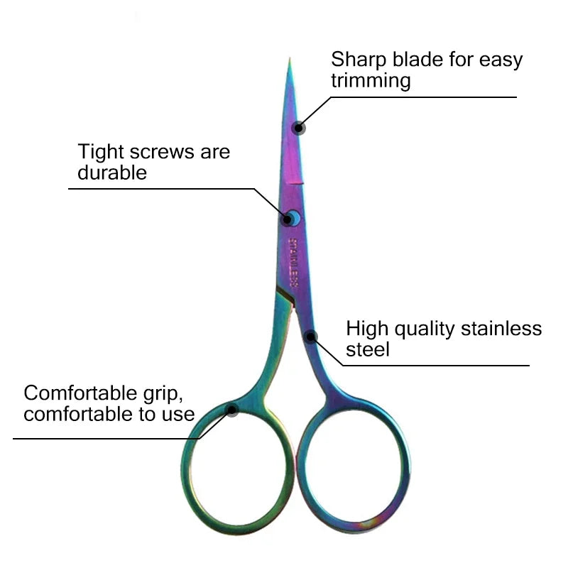 Beauty Grooming Essentials: Eyebrow, Eyelash, Facial Hair, Manicure Scissors